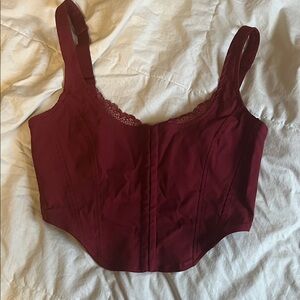 Garage Wine Red Cropped Corset Top